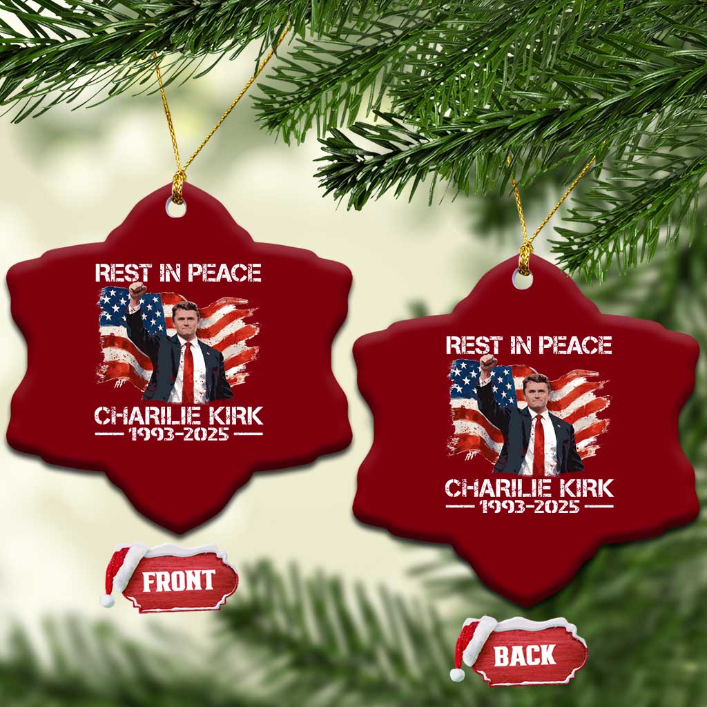 Rest in Peace Charlie Kirk Ceramic Ornament Memorial Tribute Charlie A True Patriot USA Flag - Wonder Print Shop
