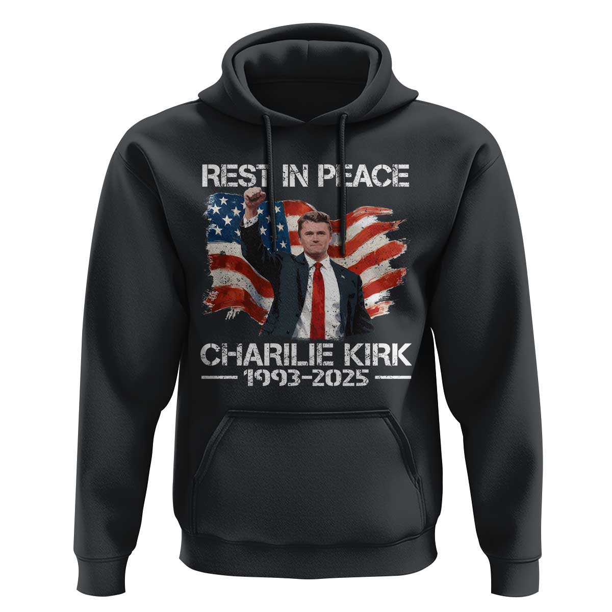 Rest in Peace Charlie Kirk Hoodie Memorial Tribute Charlie A True Patriot USA Flag - Wonder Print Shop