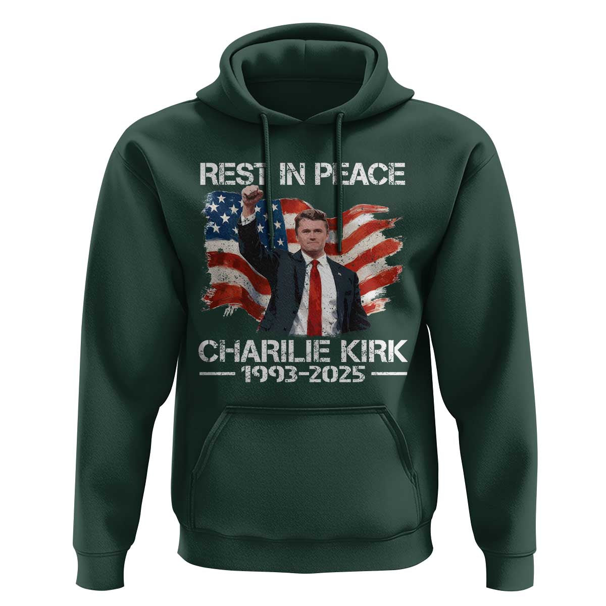 Rest in Peace Charlie Kirk Hoodie Memorial Tribute Charlie A True Patriot USA Flag - Wonder Print Shop