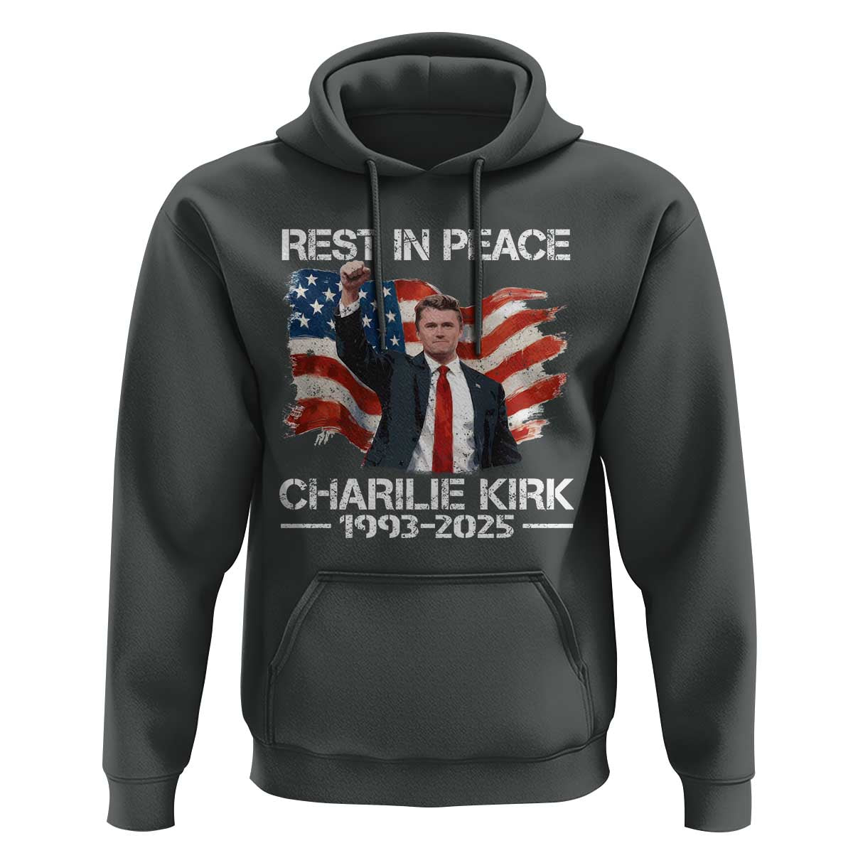 Rest in Peace Charlie Kirk Hoodie Memorial Tribute Charlie A True Patriot USA Flag - Wonder Print Shop
