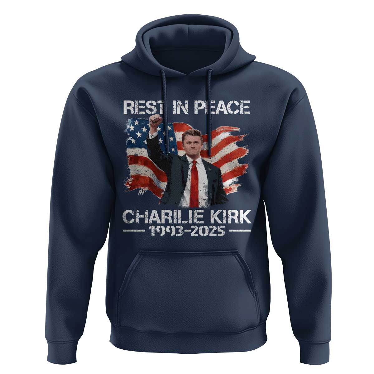 Rest in Peace Charlie Kirk Hoodie Memorial Tribute Charlie A True Patriot USA Flag - Wonder Print Shop