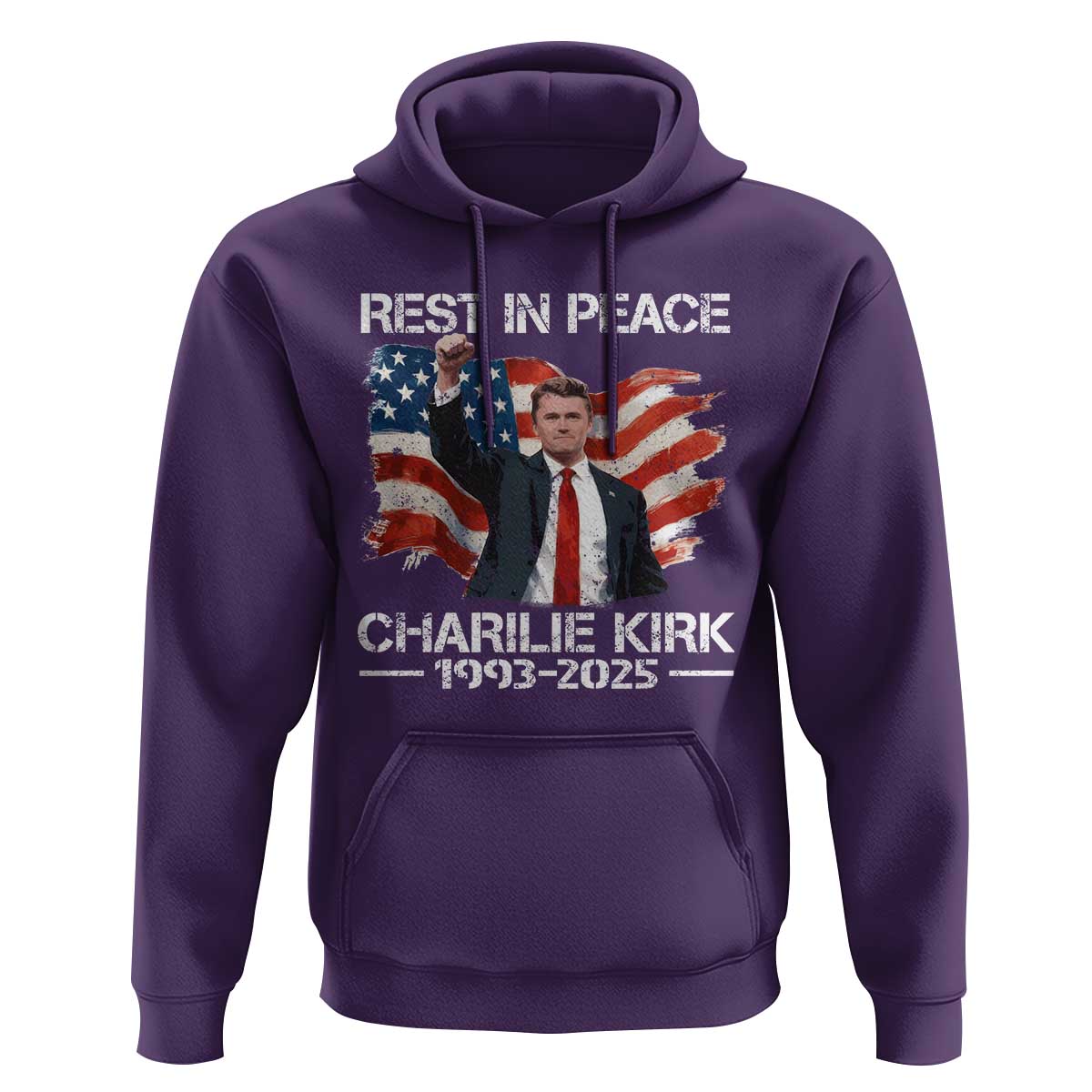 Rest in Peace Charlie Kirk Hoodie Memorial Tribute Charlie A True Patriot USA Flag - Wonder Print Shop
