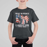 Rest in Peace Charlie Kirk T Shirt For Kid Memorial Tribute Charlie A True Patriot USA Flag - Wonder Print Shop
