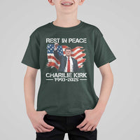 Rest in Peace Charlie Kirk T Shirt For Kid Memorial Tribute Charlie A True Patriot USA Flag - Wonder Print Shop