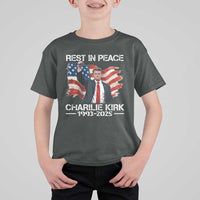 Rest in Peace Charlie Kirk T Shirt For Kid Memorial Tribute Charlie A True Patriot USA Flag - Wonder Print Shop
