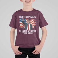 Rest in Peace Charlie Kirk T Shirt For Kid Memorial Tribute Charlie A True Patriot USA Flag - Wonder Print Shop