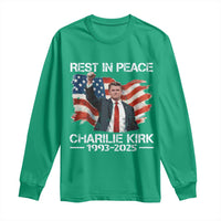 Rest in Peace Charlie Kirk Long Sleeve Shirt Memorial Tribute Charlie A True Patriot USA Flag - Wonder Print Shop