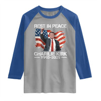 Rest in Peace Charlie Kirk Raglan Shirt Memorial Tribute Charlie A True Patriot USA Flag - Wonder Print Shop