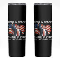 Rest in Peace Charlie Kirk Skinny Tumbler Memorial Tribute Charlie A True Patriot USA Flag - Wonder Print Shop