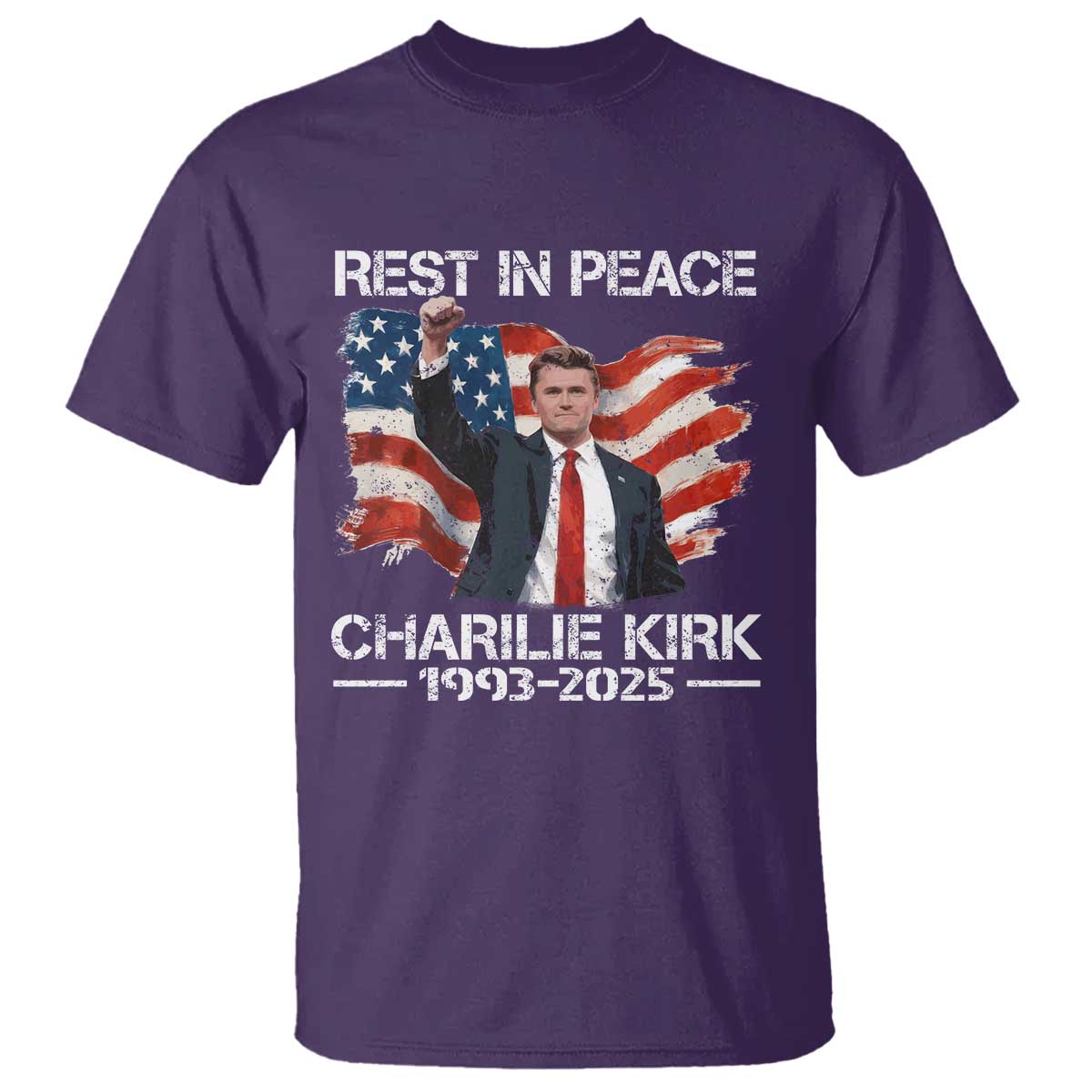 Rest in Peace Charlie Kirk T Shirt Memorial Tribute Charlie A True Patriot USA Flag - Wonder Print Shop