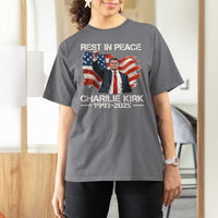 Rest in Peace Charlie Kirk T Shirt For Women Memorial Tribute Charlie A True Patriot USA Flag - Wonder Print Shop