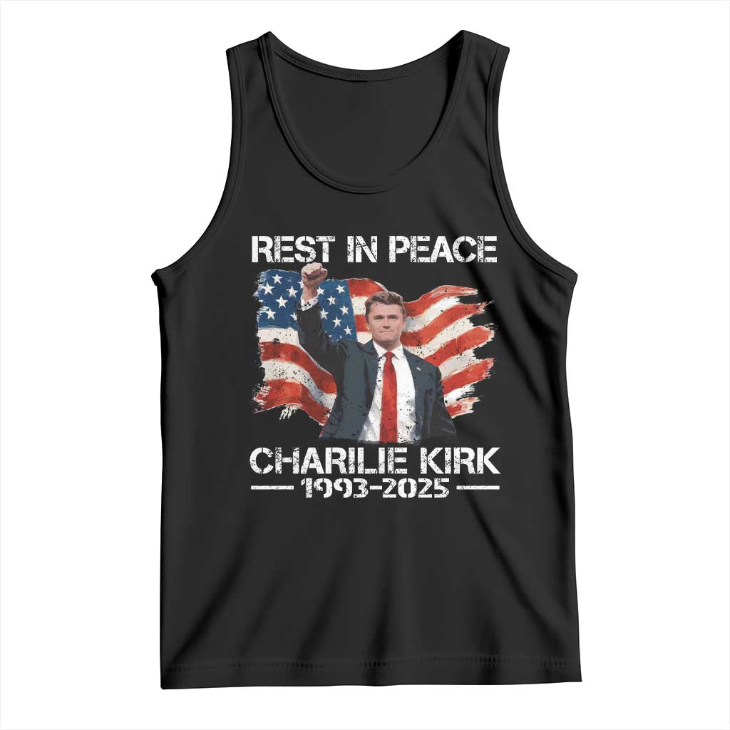 Rest in Peace Charlie Kirk Tank Top Memorial Tribute Charlie A True Patriot USA Flag - Wonder Print Shop