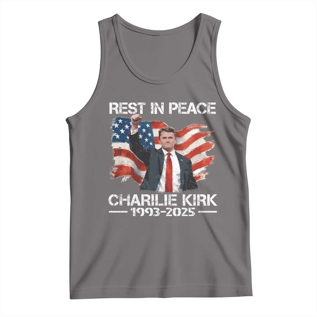 Rest in Peace Charlie Kirk Tank Top Memorial Tribute Charlie A True Patriot USA Flag - Wonder Print Shop