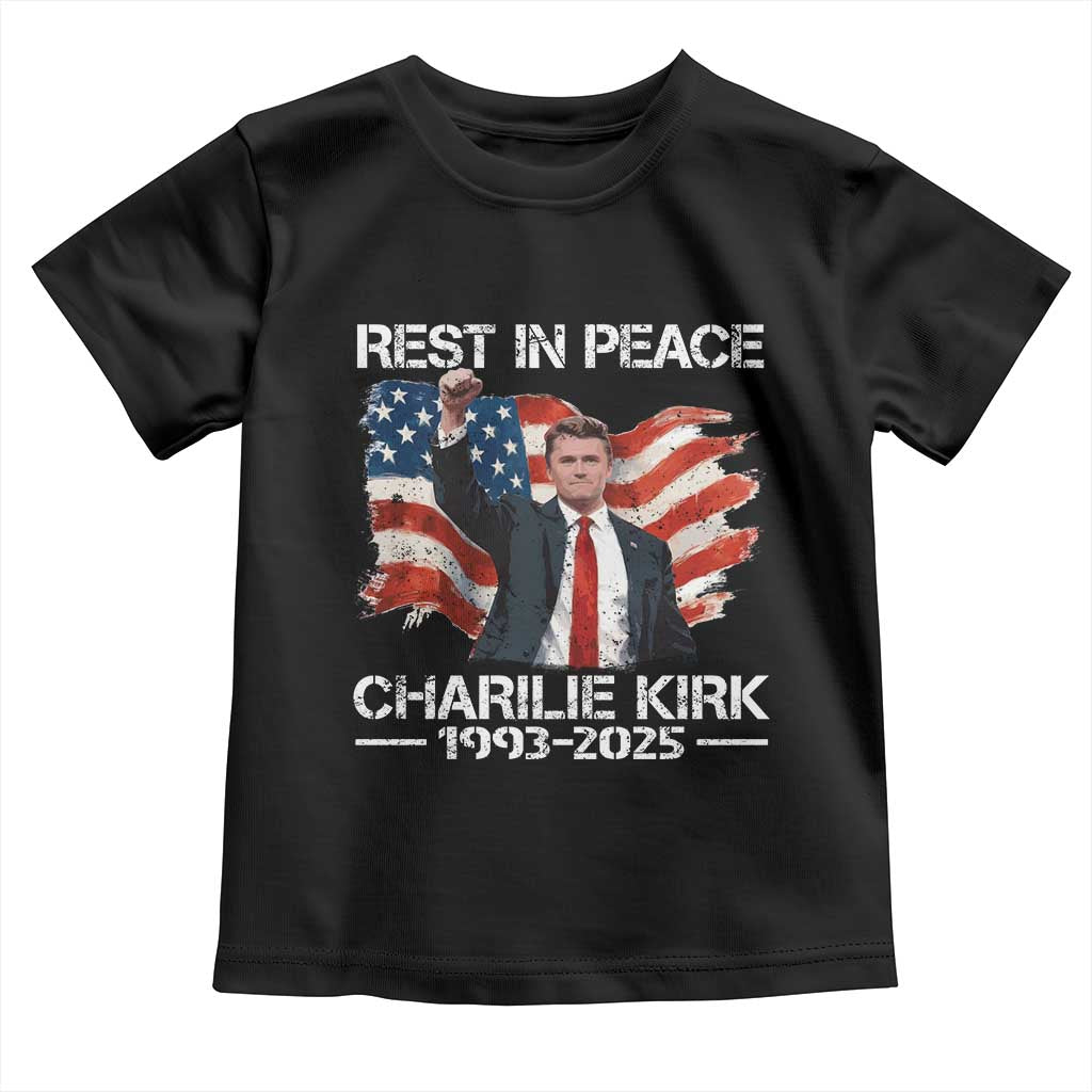 Rest in Peace Charlie Kirk Toddler T Shirt Memorial Tribute Charlie A True Patriot USA Flag - Wonder Print Shop