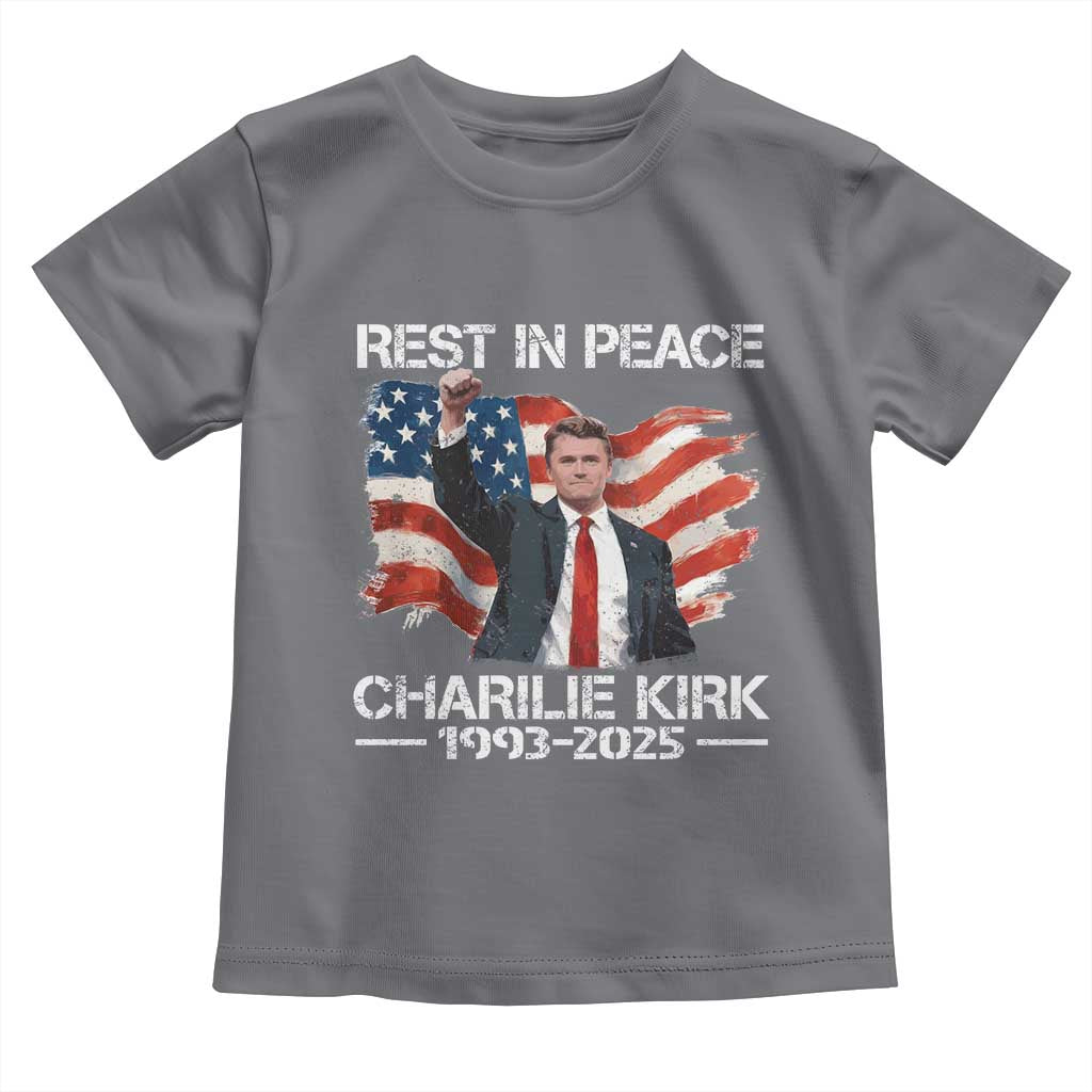 Rest in Peace Charlie Kirk Toddler T Shirt Memorial Tribute Charlie A True Patriot USA Flag - Wonder Print Shop