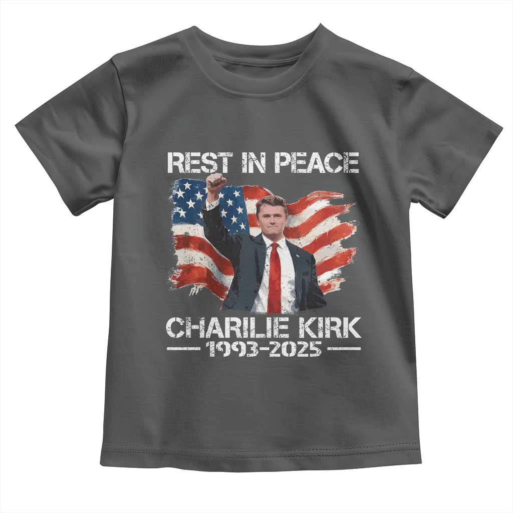 Rest in Peace Charlie Kirk Toddler T Shirt Memorial Tribute Charlie A True Patriot USA Flag - Wonder Print Shop