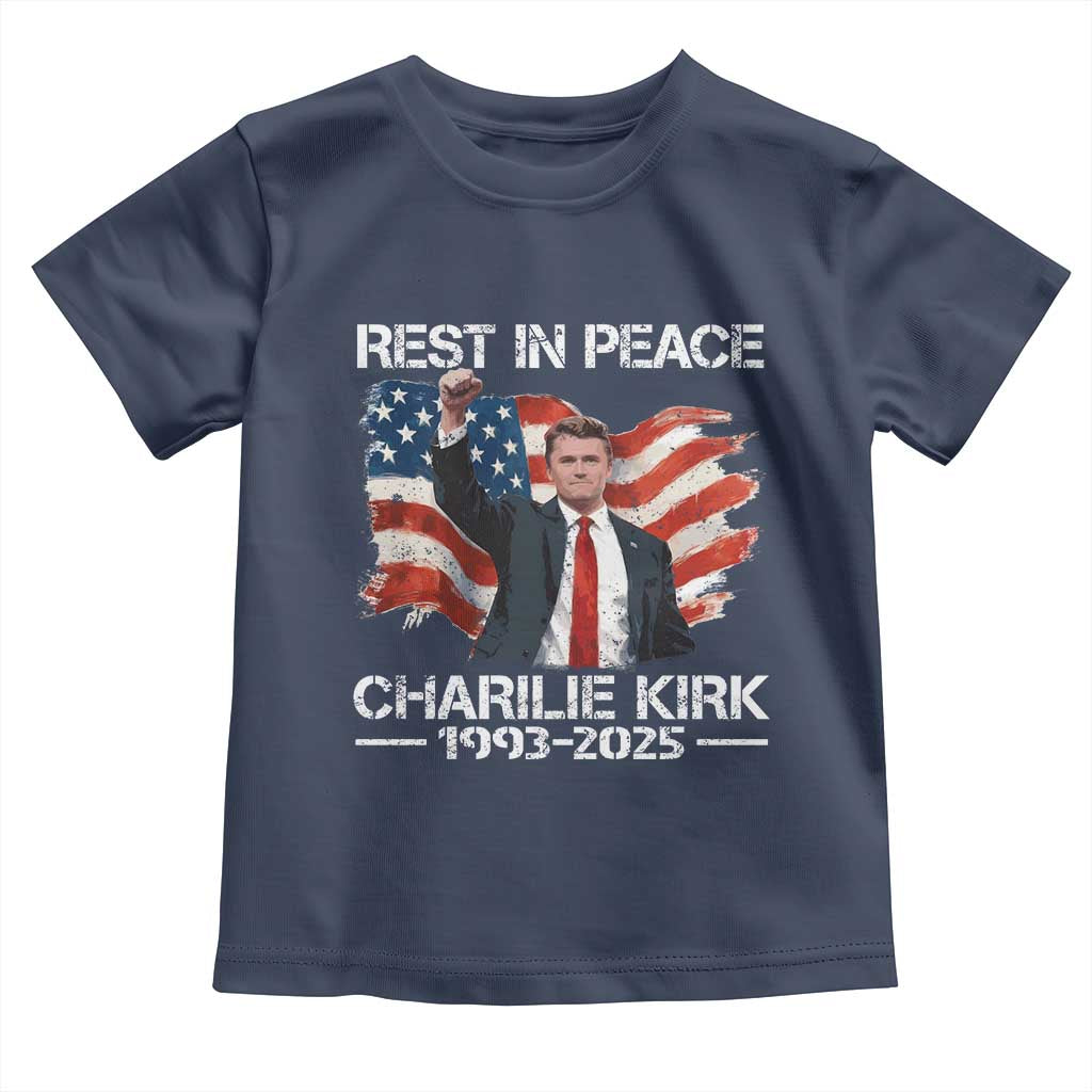 Rest in Peace Charlie Kirk Toddler T Shirt Memorial Tribute Charlie A True Patriot USA Flag - Wonder Print Shop
