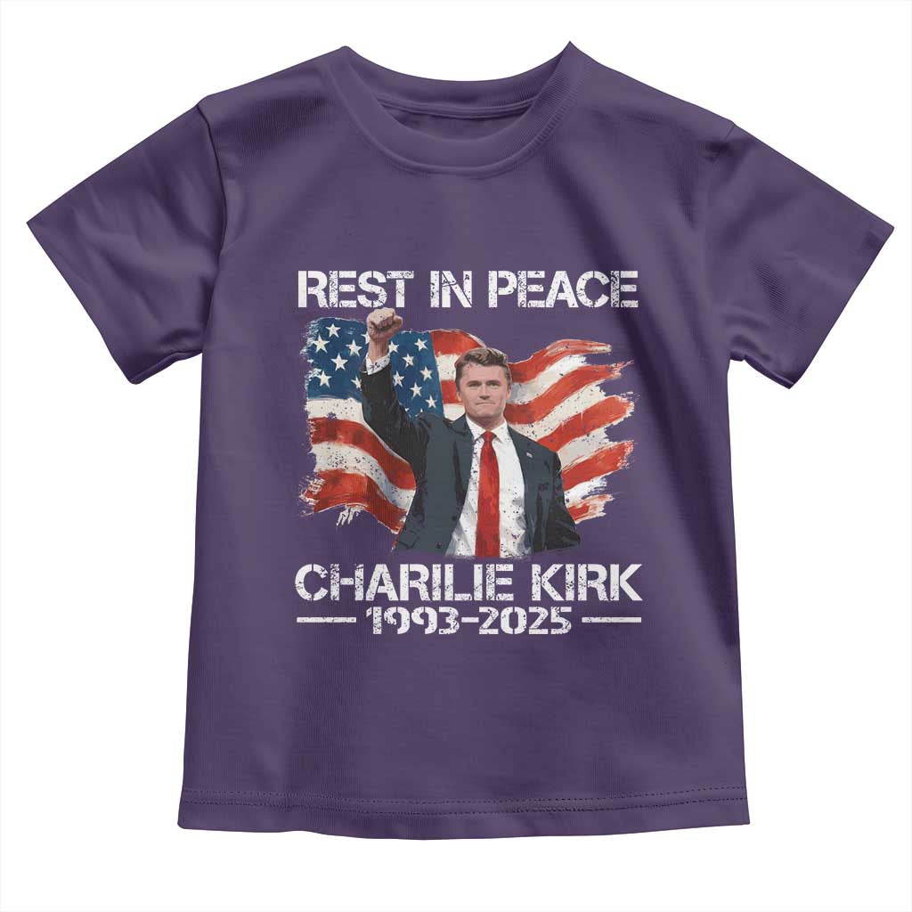 Rest in Peace Charlie Kirk Toddler T Shirt Memorial Tribute Charlie A True Patriot USA Flag - Wonder Print Shop