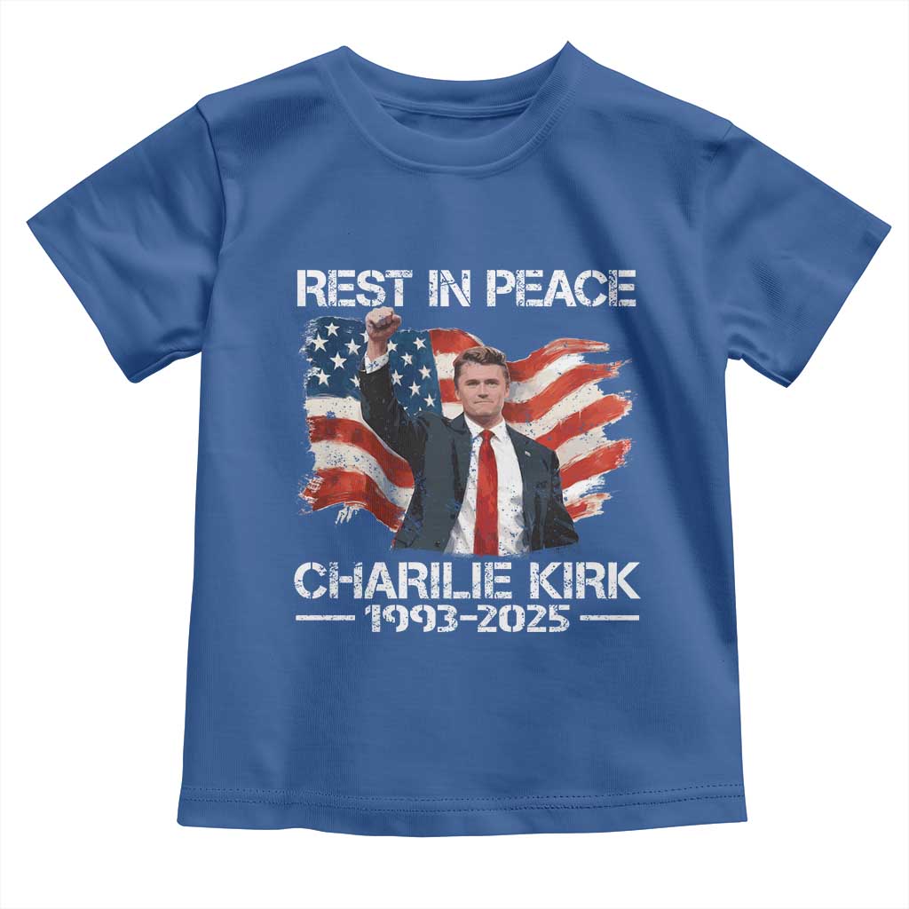 Rest in Peace Charlie Kirk Toddler T Shirt Memorial Tribute Charlie A True Patriot USA Flag - Wonder Print Shop