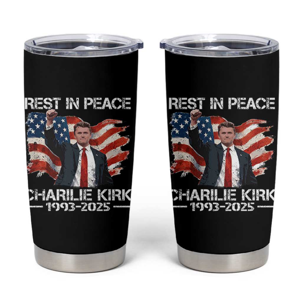 Rest in Peace Charlie Kirk Tumbler Cup Memorial Tribute Charlie A True Patriot USA Flag - Wonder Print Shop