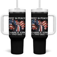 Rest in Peace Charlie Kirk Tumbler With Handle Memorial Tribute Charlie A True Patriot USA Flag - Wonder Print Shop