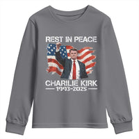 Rest in Peace Charlie Kirk Youth Sweatshirt Memorial Tribute Charlie A True Patriot USA Flag - Wonder Print Shop