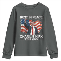Rest in Peace Charlie Kirk Youth Sweatshirt Memorial Tribute Charlie A True Patriot USA Flag - Wonder Print Shop