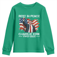 Rest in Peace Charlie Kirk Youth Sweatshirt Memorial Tribute Charlie A True Patriot USA Flag - Wonder Print Shop
