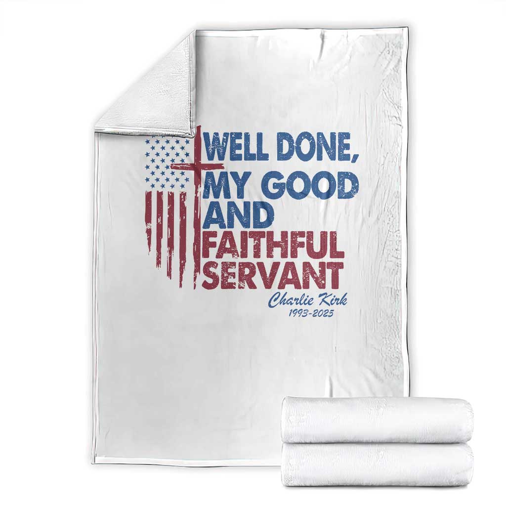 Charlie Kirk Throw Blanket Fear Not Mens Christian Memorial Tribute Charlie Cross US Flag - Wonder Print Shop