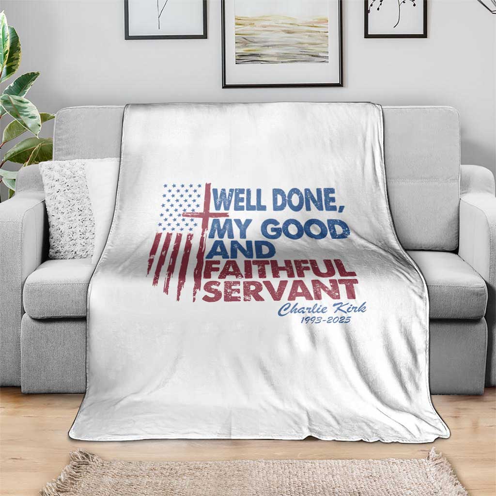 Charlie Kirk Throw Blanket Fear Not Mens Christian Memorial Tribute Charlie Cross US Flag - Wonder Print Shop