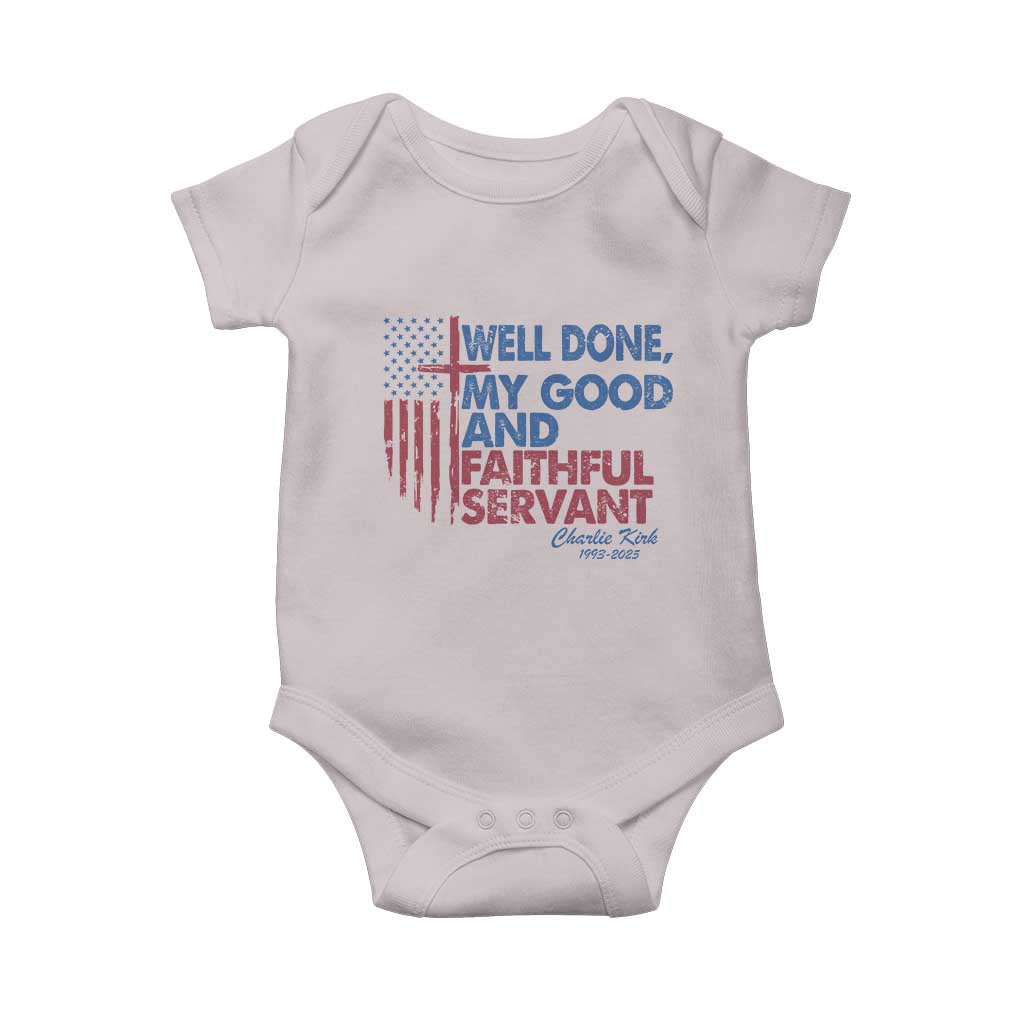 Charlie Kirk Baby Onesie Fear Not Mens Christian Memorial Tribute Charlie Cross US Flag - Wonder Print Shop