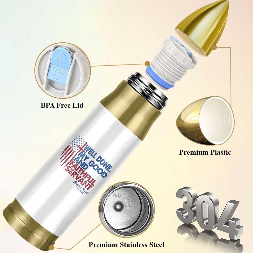 Charlie Kirk Bullet Tumbler Fear Not Mens Christian Memorial Tribute Charlie Cross US Flag - Wonder Print Shop