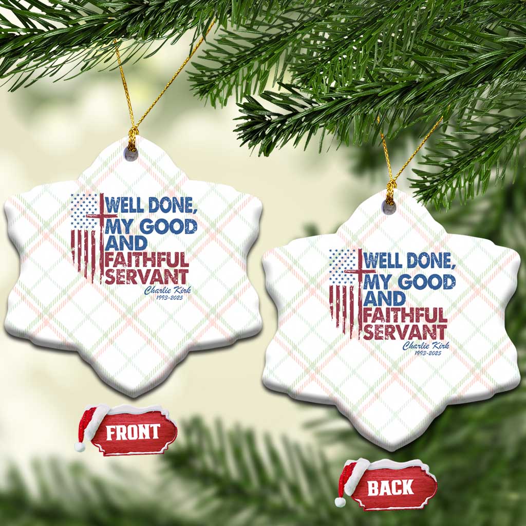 Charlie Kirk Ceramic Ornament Fear Not Mens Christian Memorial Tribute Charlie Cross US Flag - Wonder Print Shop