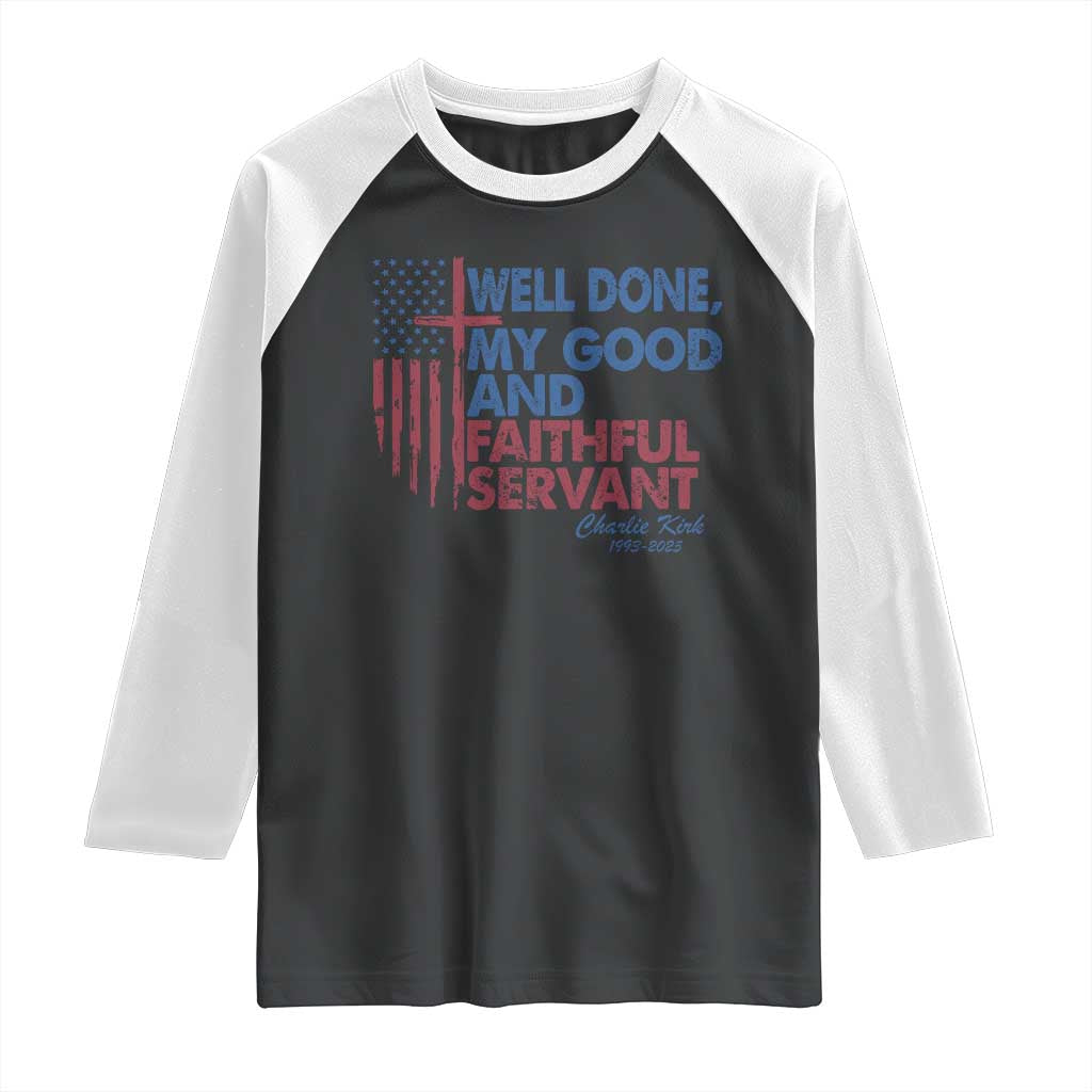 Charlie Kirk Raglan Shirt Fear Not Mens Christian Memorial Tribute Charlie Cross US Flag - Wonder Print Shop