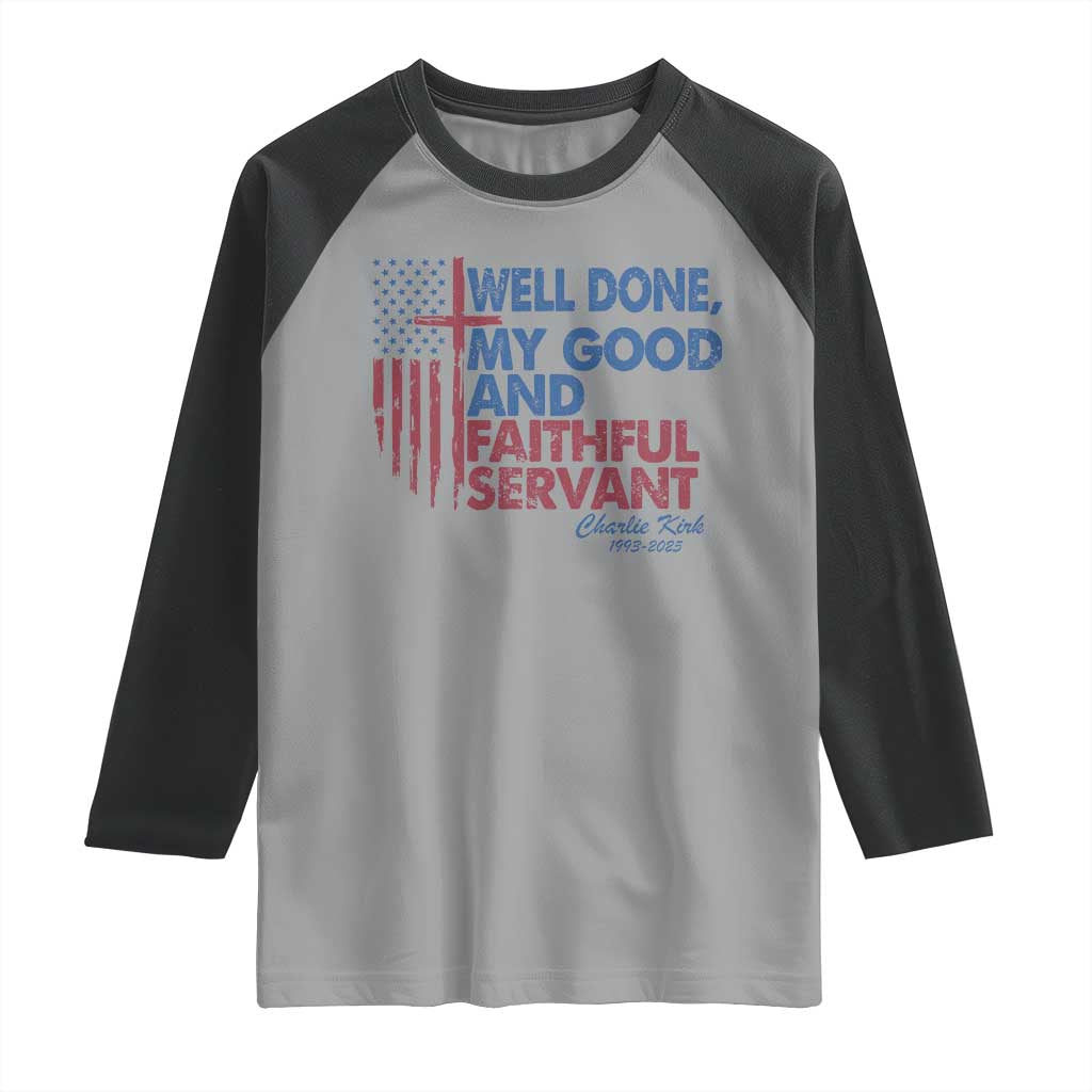 Charlie Kirk Raglan Shirt Fear Not Mens Christian Memorial Tribute Charlie Cross US Flag - Wonder Print Shop
