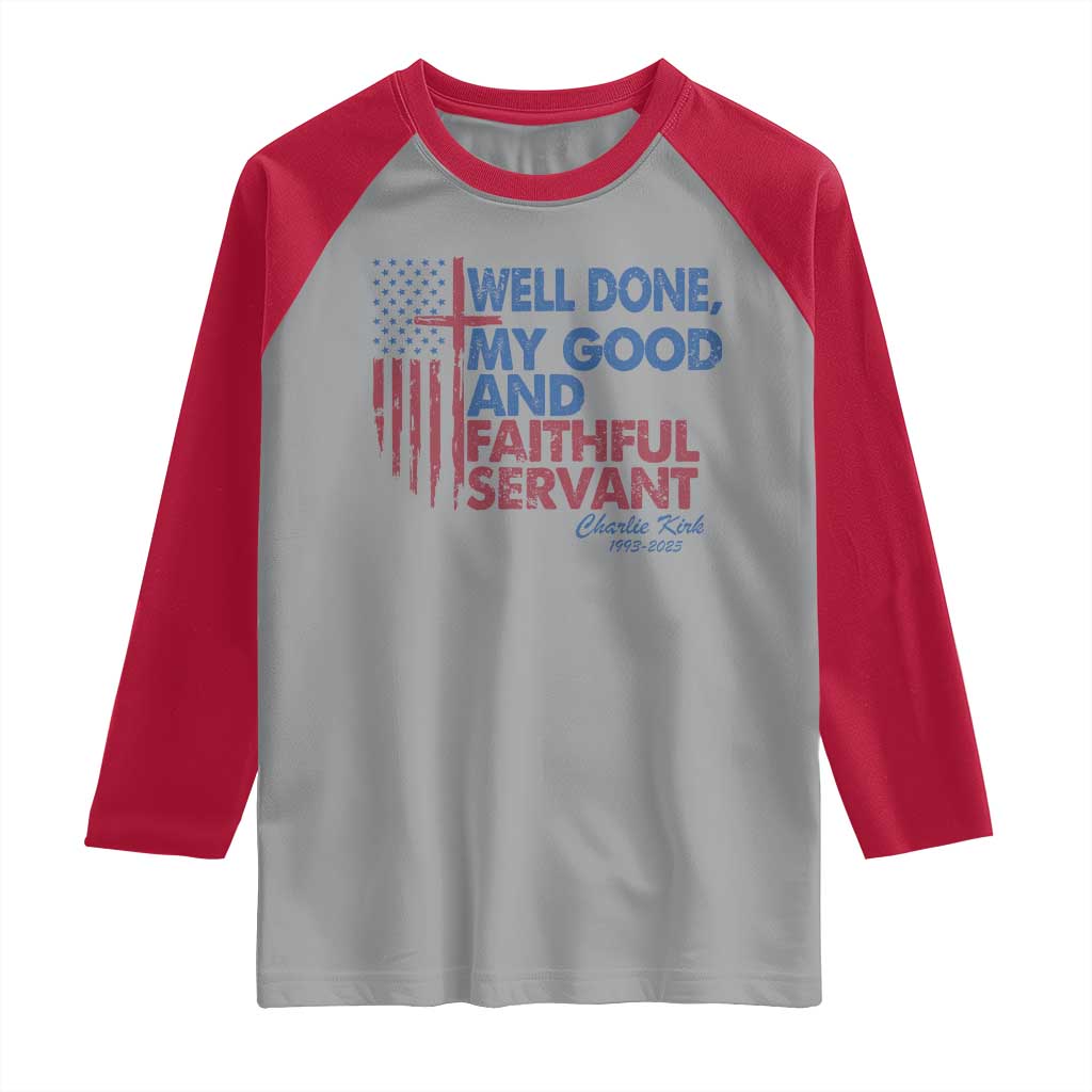 Charlie Kirk Raglan Shirt Fear Not Mens Christian Memorial Tribute Charlie Cross US Flag - Wonder Print Shop