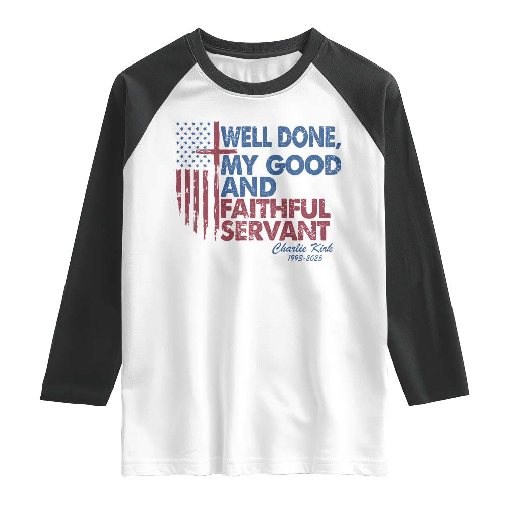 Charlie Kirk Raglan Shirt Fear Not Mens Christian Memorial Tribute Charlie Cross US Flag - Wonder Print Shop
