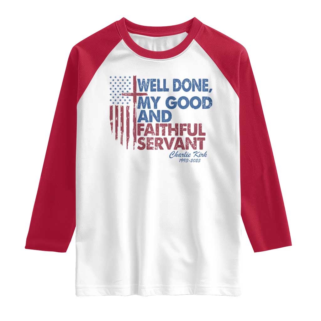 Charlie Kirk Raglan Shirt Fear Not Mens Christian Memorial Tribute Charlie Cross US Flag - Wonder Print Shop