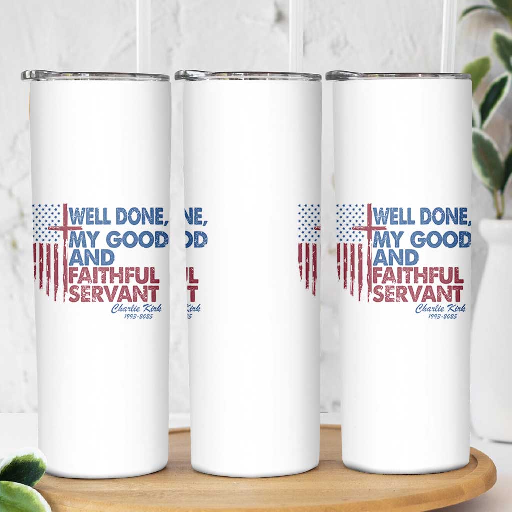 Charlie Kirk Skinny Tumbler Fear Not Mens Christian Memorial Tribute Charlie Cross US Flag - Wonder Print Shop