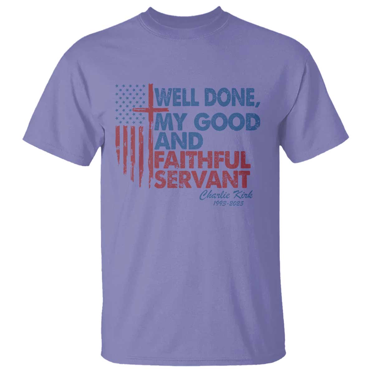 Charlie Kirk T Shirt Fear Not Mens Christian Memorial Tribute Charlie Cross US Flag - Wonder Print Shop