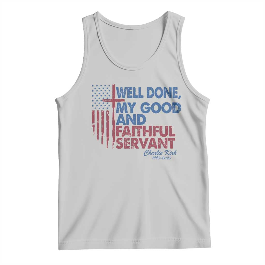 Charlie Kirk Tank Top Fear Not Mens Christian Memorial Tribute Charlie Cross US Flag - Wonder Print Shop