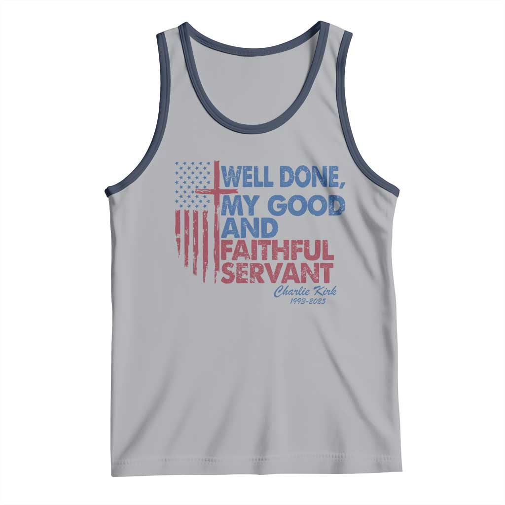 Charlie Kirk Tank Top Fear Not Mens Christian Memorial Tribute Charlie Cross US Flag - Wonder Print Shop