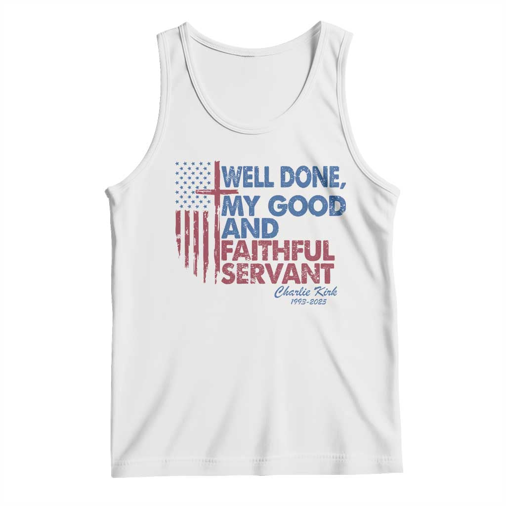 Charlie Kirk Tank Top Fear Not Mens Christian Memorial Tribute Charlie Cross US Flag - Wonder Print Shop