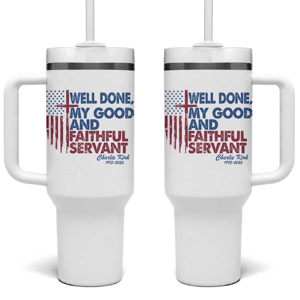 Charlie Kirk Tumbler With Handle Fear Not Mens Christian Memorial Tribute Charlie Cross US Flag - Wonder Print Shop