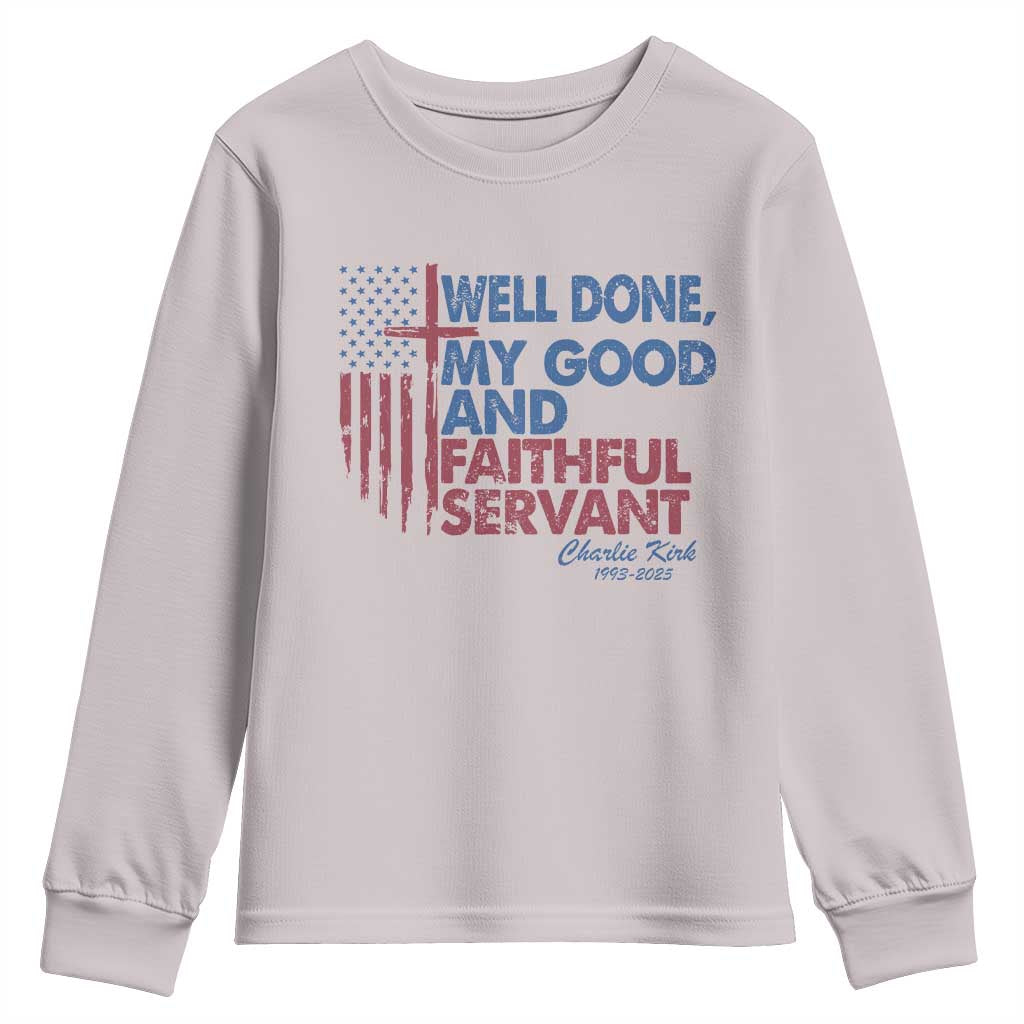 Charlie Kirk Youth Sweatshirt Fear Not Mens Christian Memorial Tribute Charlie Cross US Flag - Wonder Print Shop
