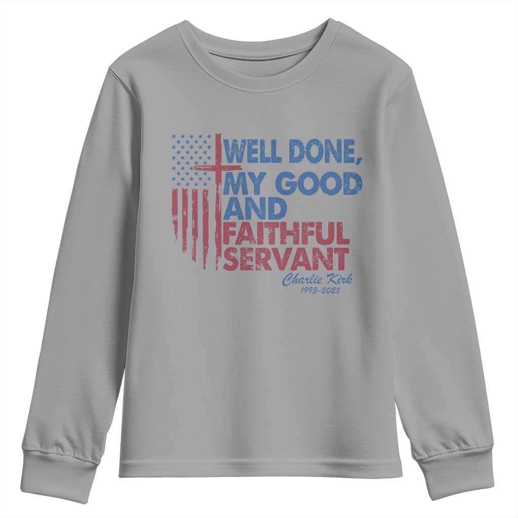 Charlie Kirk Youth Sweatshirt Fear Not Mens Christian Memorial Tribute Charlie Cross US Flag - Wonder Print Shop