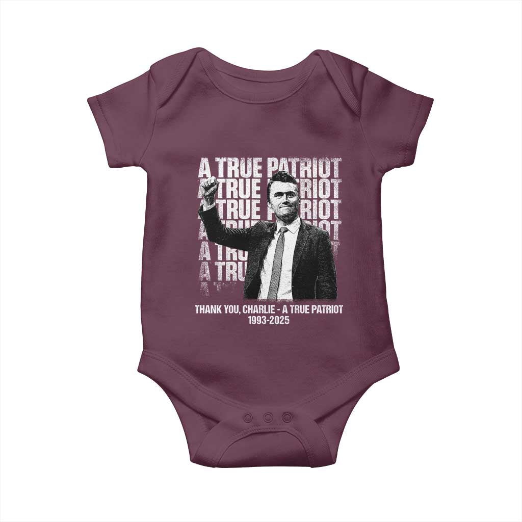 Charlie Kirk Freedom Baby Onesie Vintage A True Patriot Patriotic American - Wonder Print Shop