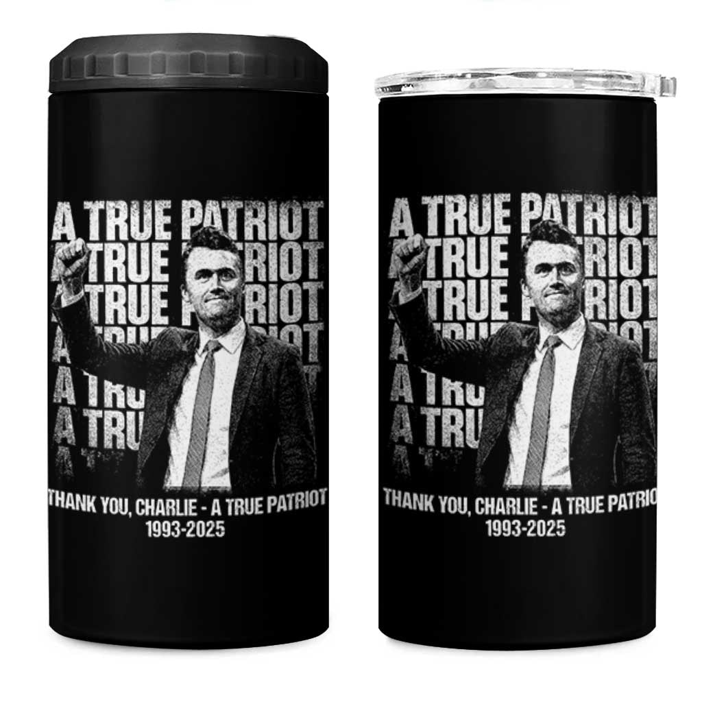 Charlie Kirk Freedom 4 in 1 Can Cooler Tumbler Vintage A True Patriot Patriotic American - Wonder Print Shop