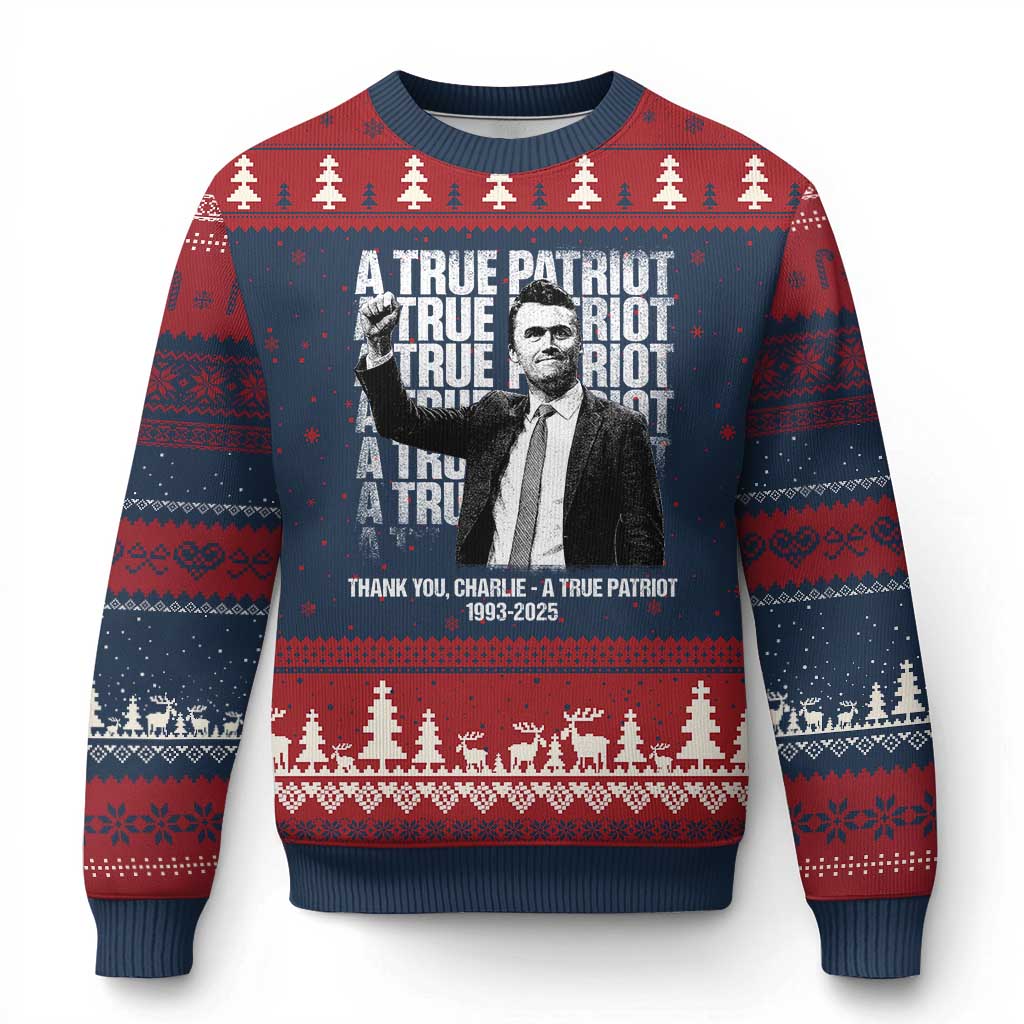 Charlie Kirk Freedom Ugly Christmas Sweater Vintage A True Patriot Patriotic American - Wonder Print Shop