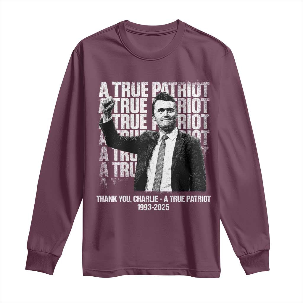 Charlie Kirk Freedom Long Sleeve Shirt Vintage A True Patriot Patriotic American - Wonder Print Shop